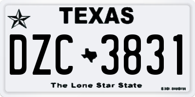 TX license plate DZC3831