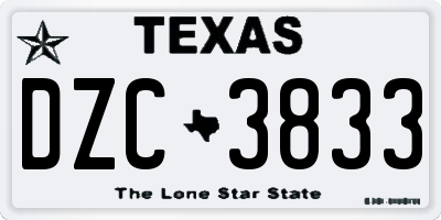 TX license plate DZC3833