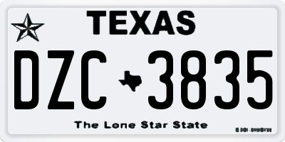 TX license plate DZC3835