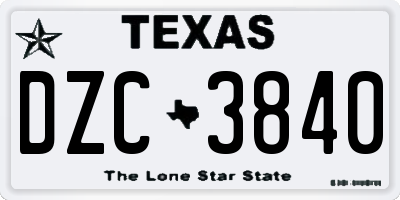TX license plate DZC3840