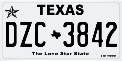 TX license plate DZC3842