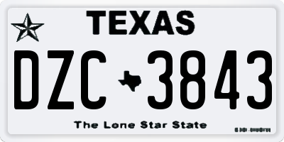 TX license plate DZC3843