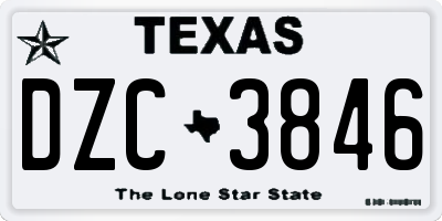TX license plate DZC3846