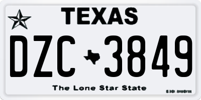TX license plate DZC3849