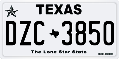 TX license plate DZC3850