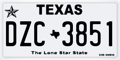 TX license plate DZC3851