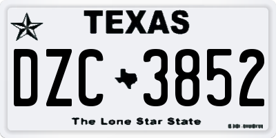 TX license plate DZC3852
