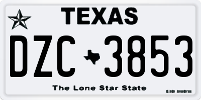 TX license plate DZC3853