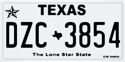 TX license plate DZC3854