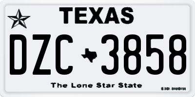 TX license plate DZC3858