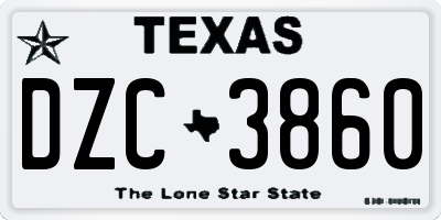 TX license plate DZC3860