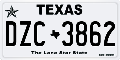 TX license plate DZC3862