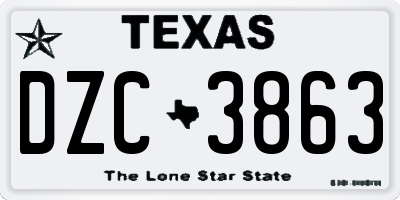 TX license plate DZC3863