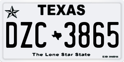 TX license plate DZC3865