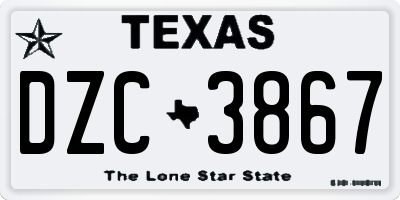 TX license plate DZC3867