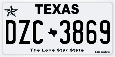 TX license plate DZC3869
