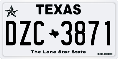 TX license plate DZC3871