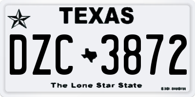 TX license plate DZC3872