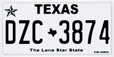 TX license plate DZC3874