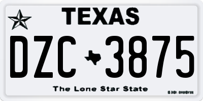 TX license plate DZC3875