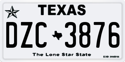 TX license plate DZC3876