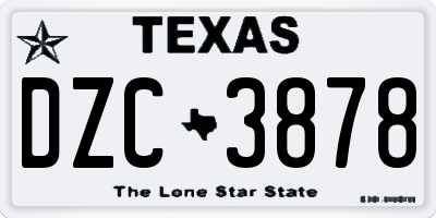 TX license plate DZC3878