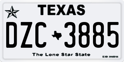 TX license plate DZC3885