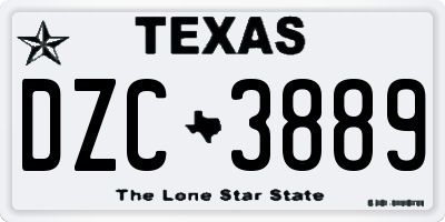 TX license plate DZC3889