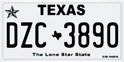 TX license plate DZC3890