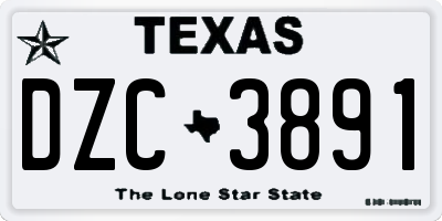 TX license plate DZC3891