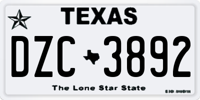 TX license plate DZC3892