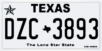 TX license plate DZC3893