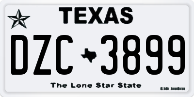 TX license plate DZC3899