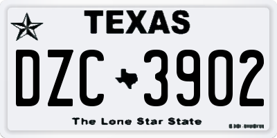 TX license plate DZC3902