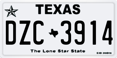 TX license plate DZC3914