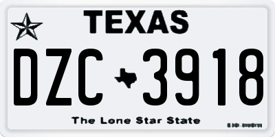 TX license plate DZC3918