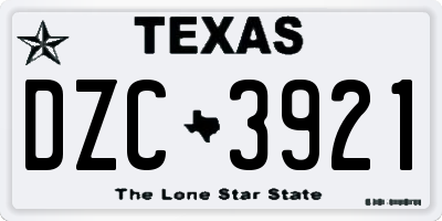 TX license plate DZC3921