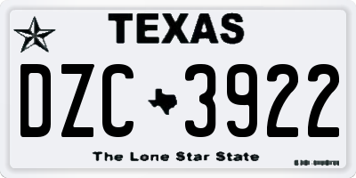 TX license plate DZC3922