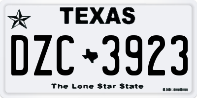 TX license plate DZC3923