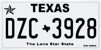 TX license plate DZC3928