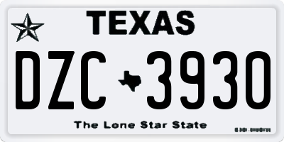 TX license plate DZC3930