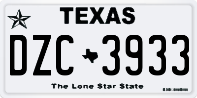 TX license plate DZC3933
