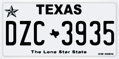 TX license plate DZC3935