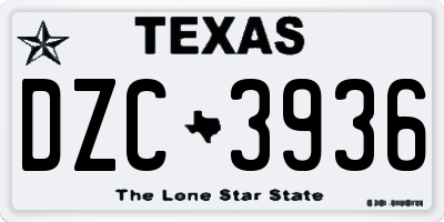 TX license plate DZC3936