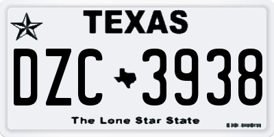 TX license plate DZC3938