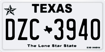 TX license plate DZC3940