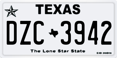 TX license plate DZC3942