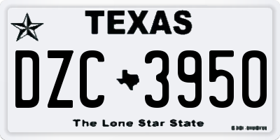 TX license plate DZC3950