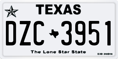 TX license plate DZC3951