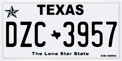 TX license plate DZC3957